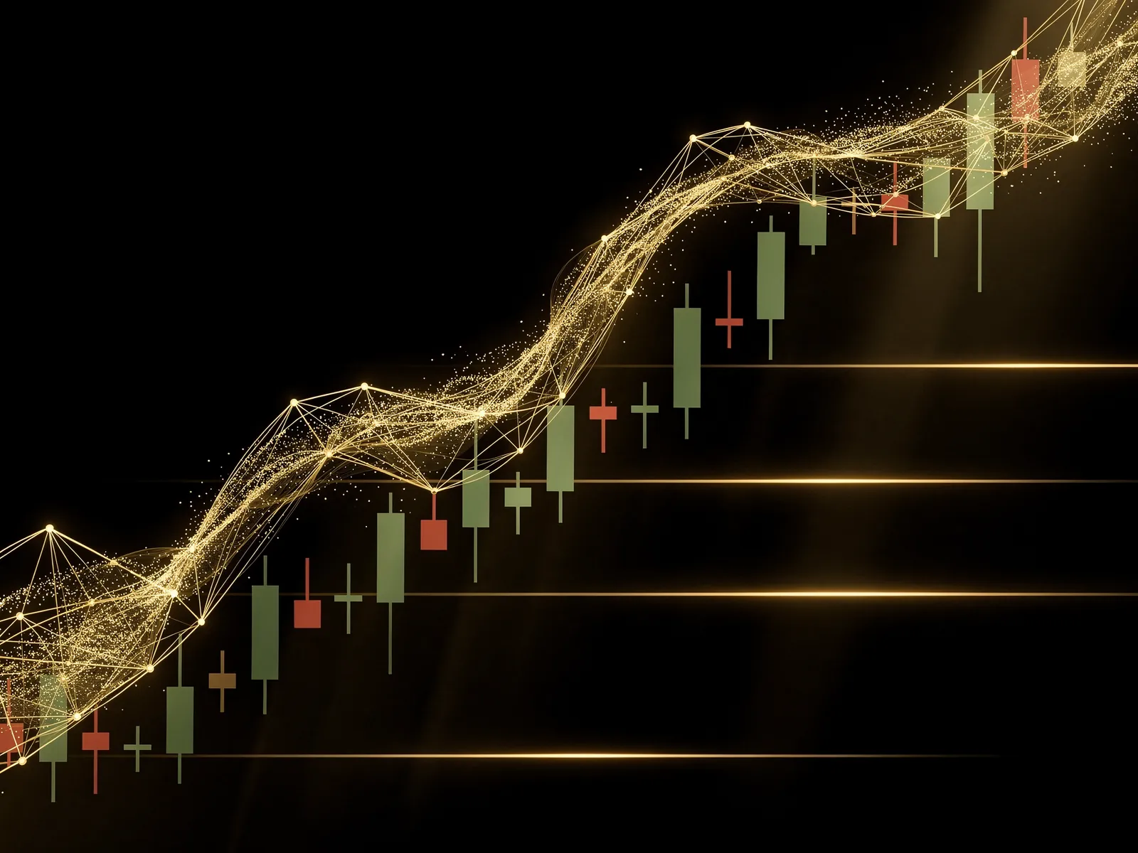 Inteligência artificial lendo gráfico de day trade com linhas de suporte e resistência